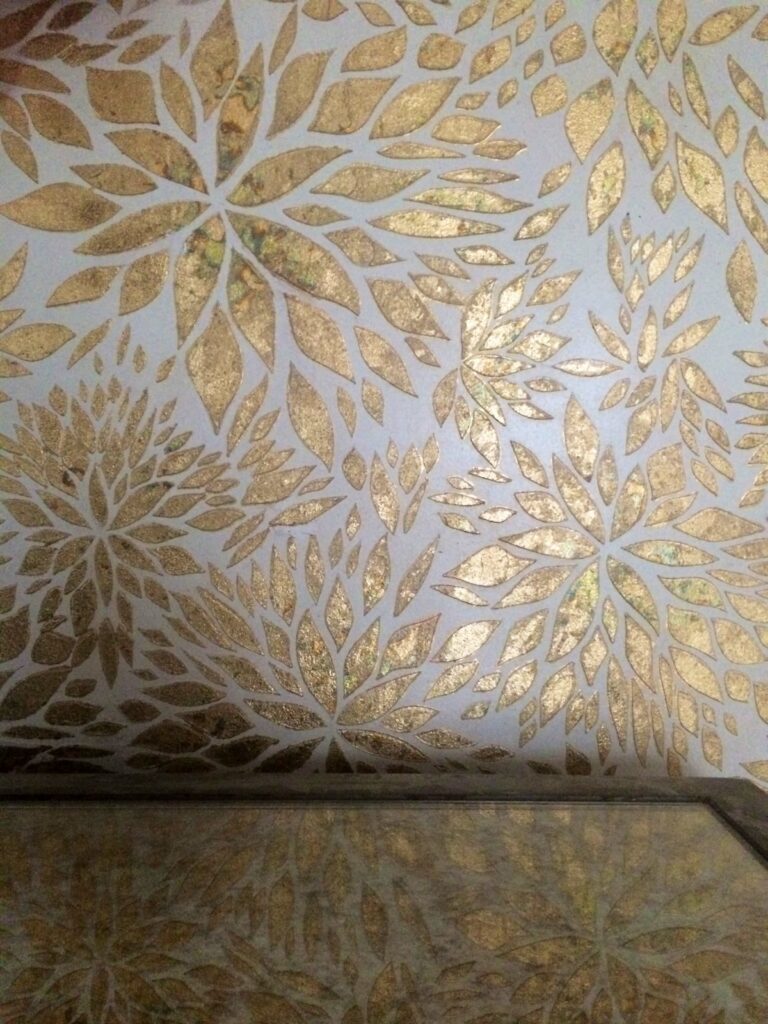 Allover Gold and Verdigris Design Wall finish